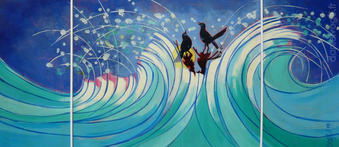 Les oiseaux et la vague (1999), 172x80cm