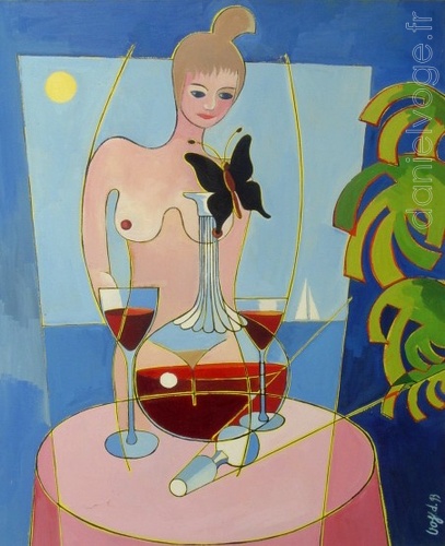 Le papillon sur la carafe (1993), 59x73cm