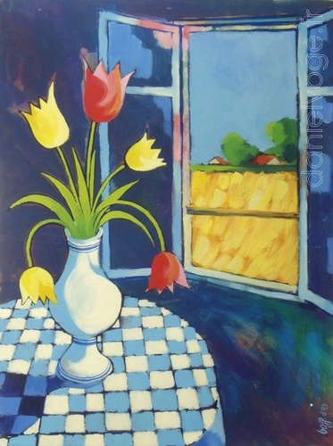 Les tulipes jaunes et rouges (1993), 60x80cm