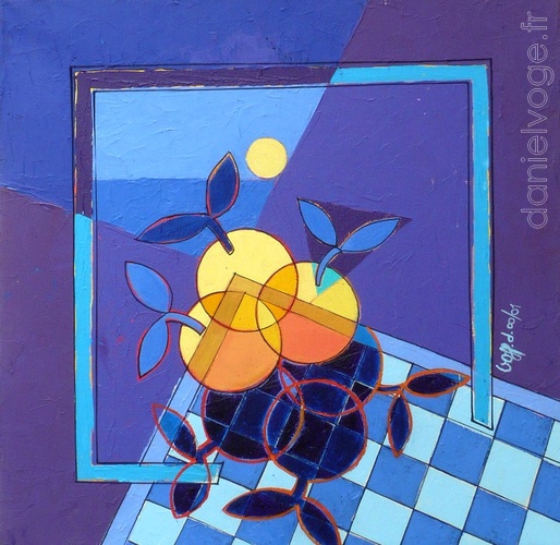 3 pommes au bord de la mer (2001), 50x50cm