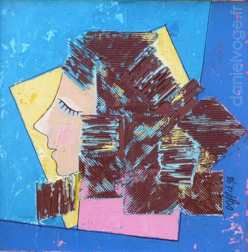 La demoiselle aux cheveux chocolat (1996), 35x35cm