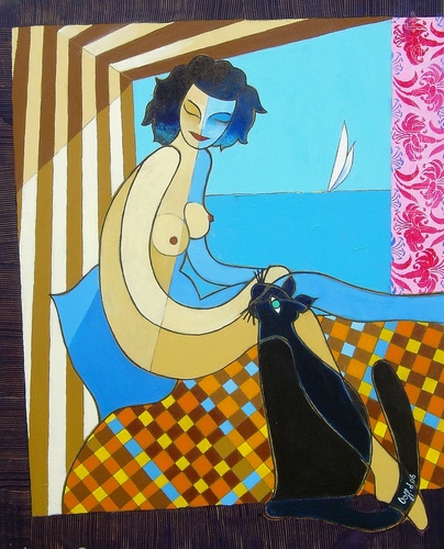 La dame et le chat noir (2006), 81x100cm